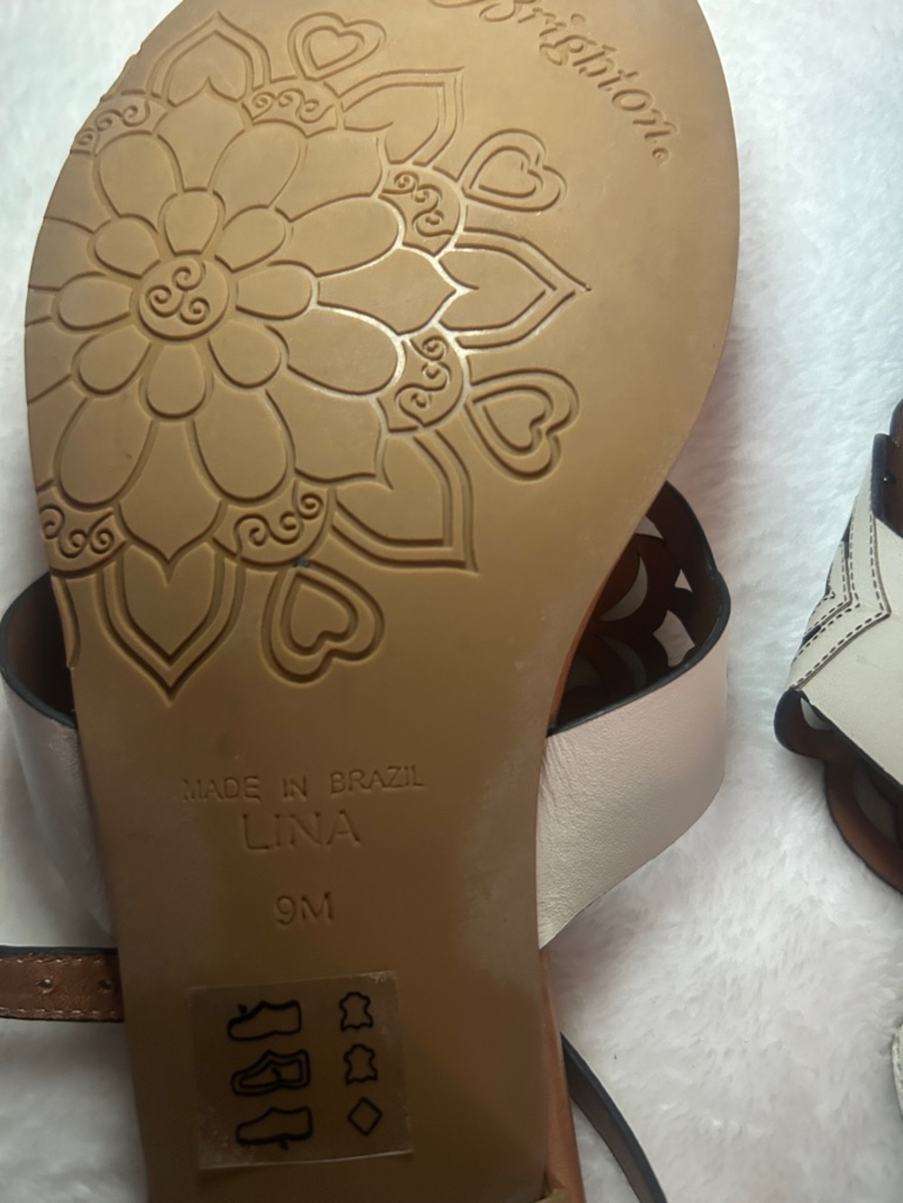 Brighton Tan Leather Sandals with White Embroidered Upper - Picture 4 of 6